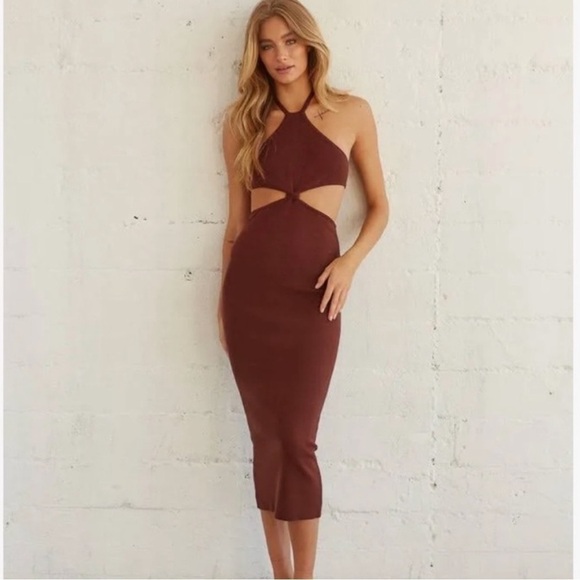 Peppermayo Dresses & Skirts - Peppermayo Margaux Knit Midi Dress Brown Size 8